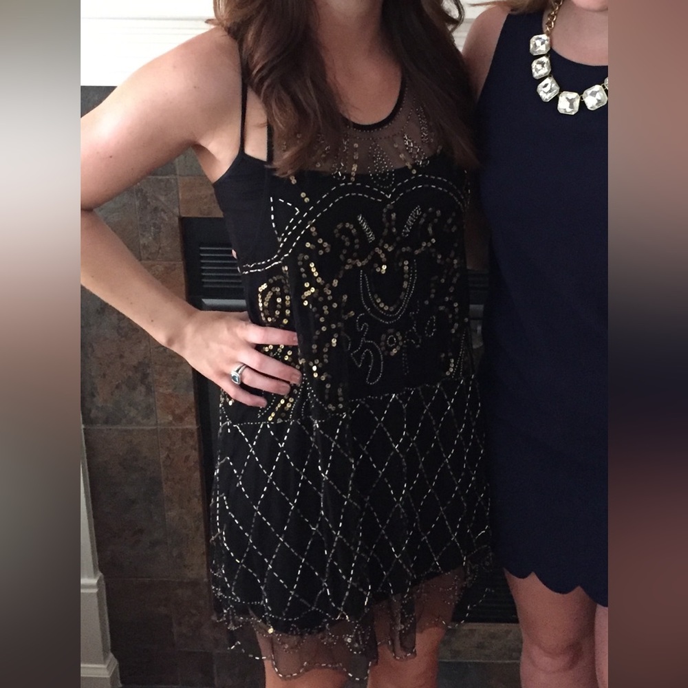 Free People Black Beaded Slip